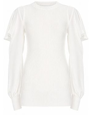 Sacai Maglia Con Maniche Semitrasparenti - White