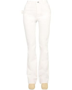 Bottega Veneta Flare Cotton Denim Jeans With Oval Button - White