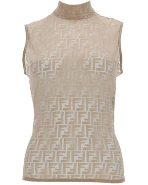 Fendi Top "Ff Lace" - Grey