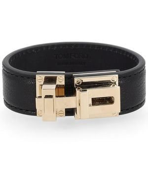 Tom Ford Leather Cuff Bracelet - Black