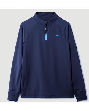 Ellesse Musica 1/4 Zip Long Sleeve Tee - Blue