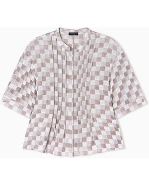 Emporio Armani Check Linen Gauze Shirt - White