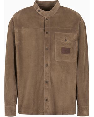 Emporio Armani Giacca Camicia Collo Guru - Marrone