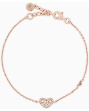 Emporio Armani Rose-Tone Sterling Heart Bracelet - White