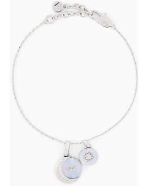 Emporio Armani Armband Mit Anhänger Aus Silberfarbenem Perlmutt - Weiß