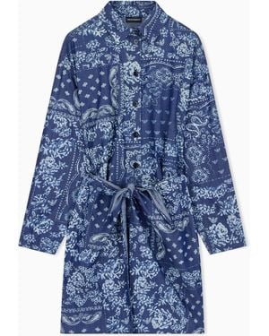Emporio Armani Bandana Print Chambray Dress - Blue