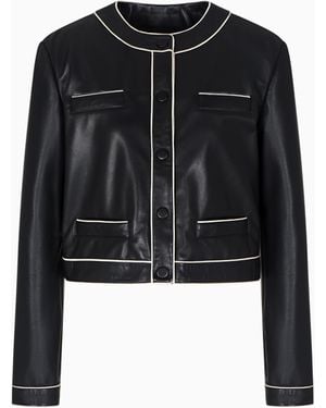 Emporio Armani Semi-Aniline Lambskin Nappa Leather Jacket - Black