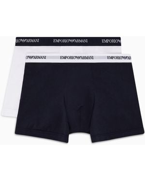 Emporio Armani Two-Pack Of Boxer Briefs With Core Logo Band - Blue