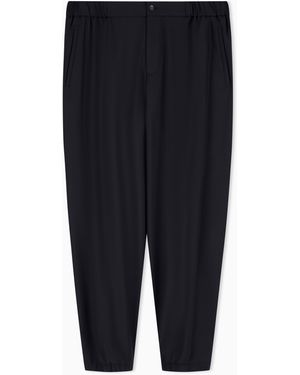 Emporio Armani Tropical Light Wool Canvas Trousers - Black