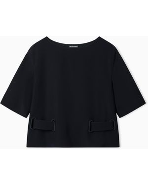 Emporio Armani Top De Cady Técnico Con Detalle De Cinturón - Negro