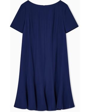 Emporio Armani Technical Cady Dress With Pleats - Blue