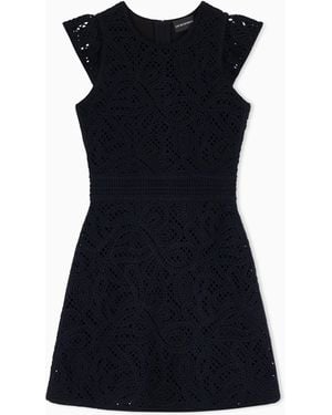 Emporio Armani Vestido De Tejido Con Bordado Cornely Efecto Macramé - Negro