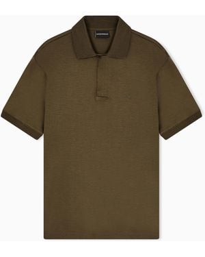 Emporio Armani Travel Essential Lyocell-Blend Jersey Polo Shirt - Green