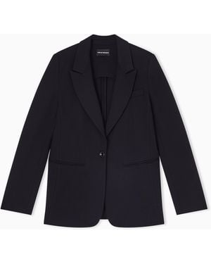 Emporio Armani Travel Essentials Interlock Jersey Single-Breasted Jacket - Blue