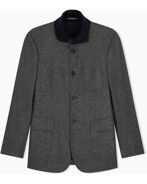 Emporio Armani Single-Breasted Mouliné Wool-Blend Jacket Signature Capsule - Grey