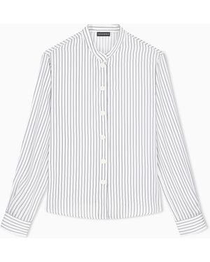Emporio Armani Hemd Aus Jacquard-Stoff Mit Streifen - Weiß