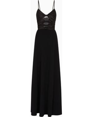 Emporio Armani Technical Cady Cut-Out Dress With Jewel Detail - Black