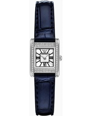 Emporio Armani Zweizeigeruhr Mit Lederarmband - Blau