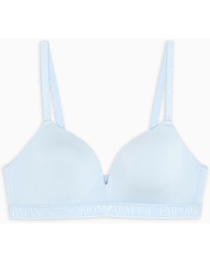 Emporio Armani Sujetador De Triángulo Con Relleno De Microfibra Reciclada Iconic Asv - Azul
