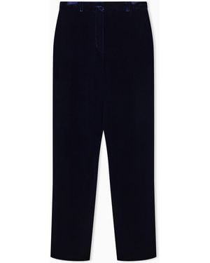 Emporio Armani Liquid Velvet Trousers With Pleats - Blue
