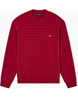 Emporio Armani Lunar New Year Double-Jersey Sweatshirt With All-Over Flocked Eagles - Red