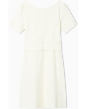 Emporio Armani Ottoman Jersey Flared Dress - White