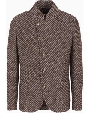 Emporio Armani Guru-Collar Jacket With Off-Centre Fastening - Brown