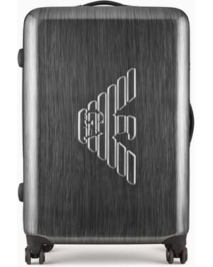 Emporio Armani Abs Large Trolley Suitcase With Oversized, Embossed Eagle - Black