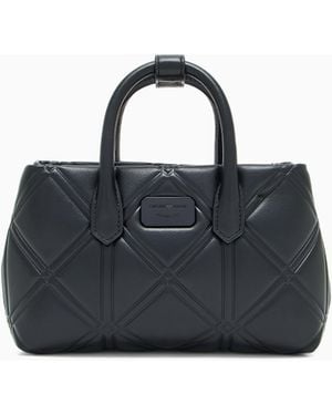 Emporio Armani Sac Mini Effet Nappa Avec Motif En Relief - Bleu