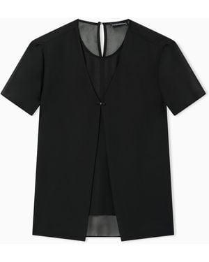 Emporio Armani Two-Piece Technical Georgette Blouse - Black