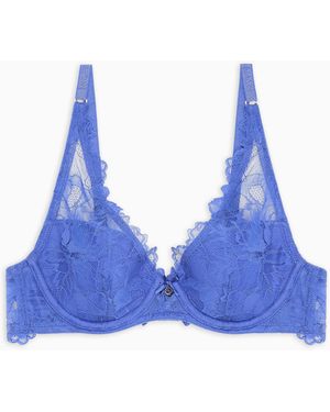 Emporio Armani Sujetador Triangular Tipo Vela Acolchado De Encaje Reciclado Eternal Lace Asv - Azul