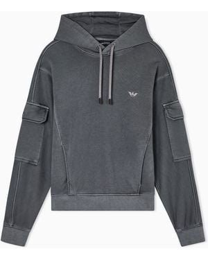 Emporio Armani Sudadera Ancha Con Capucha De Punto De Felpa Francesa - Gris