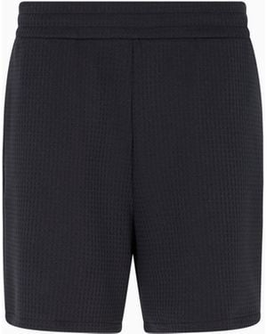 Emporio Armani Asv Lyocell-Blend Jacquard Jersey Bermuda Shorts - Blue