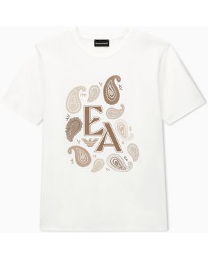 Emporio Armani Jersey T-Shirt With Boteh Capsule Print - White
