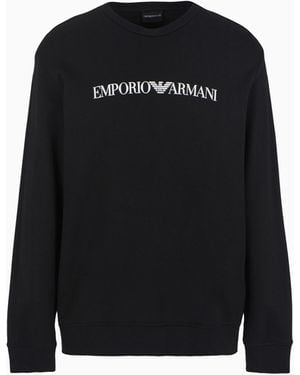Emporio Armani Felpa Misto Modal Con Stampa Logo - Nero
