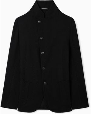 Emporio Armani Guru Collar Jacket With Off-Centre Fastening - Black