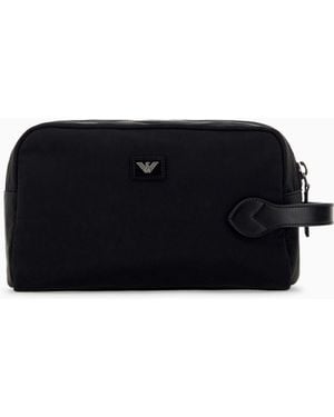 Emporio Armani Trousse De Toilette Avec Poignée Latérale Et Logo - Noir