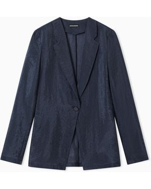 Emporio Armani Technical Crepon Shirt Jacket - Blue