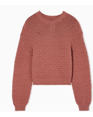 Emporio Armani Icon Pullover Mit Linksstrickverarbeitung Und 3D-Muster - Rot