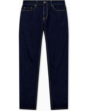 Emporio Armani Slim-Fit Five-Pocket Denim Jeans With Contrast Stitching - Blue