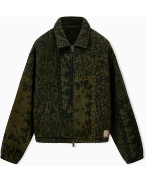 Emporio Armani Jacquard Wool Blend Blouson Boteh Capsule - Green