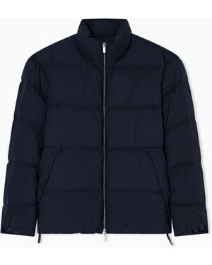 Emporio Armani Quilted Nylon, Full-Zip Puffer Jacket - Blue