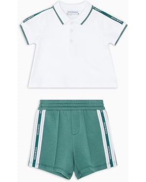 Emporio Armani Polo Shirt And Bermuda Shorts Set - Green