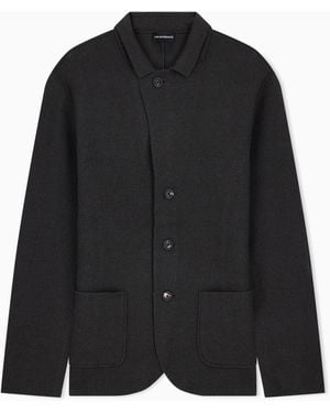 Emporio Armani Signature Capsule Collection Boiled Wool Jacket - Black
