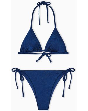 Emporio Armani Bikini With Padded Triangle Top - Blue