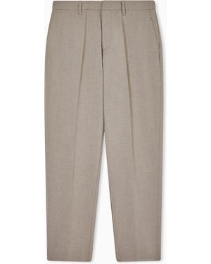 Emporio Armani Pleated Technical Seersucker Fabric Trousers - Grey
