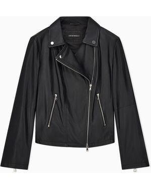 Emporio Armani Nappa-lambskin Biker Jacket - Black