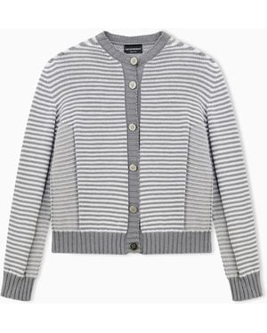 Emporio Armani Signature Capsule Striped Cardigan - Grey