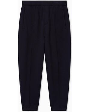 Emporio Armani Double-Jersey Joggers With Embroidered Micro Eagle - Blue