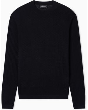 Emporio Armani Textured Virgin Wool Jumper - Black